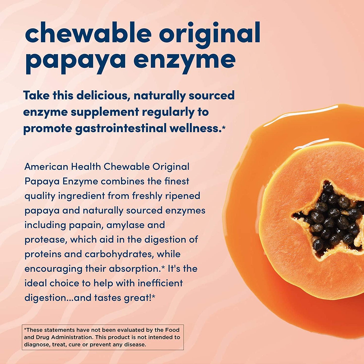 American Health Original Papaya Enzyme Chewable Tablets, 600 Count