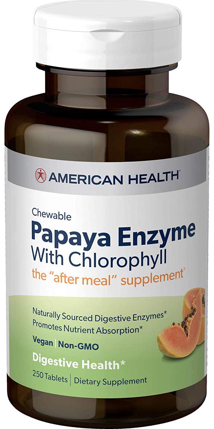 American Health Papaya Enzyme with Chlorophyll Chewable Tablets, 250 Count