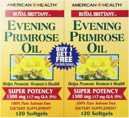 American Health - Royal Brittany Evening Primrose Oil Super Potency (120 + 120) Twin Pack Special 1300 mg. - 240 Softgels