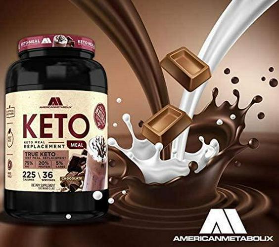 American Metabolix Keto Meal Replacement Shake with powder butter, Chocolate - low carb, high fat keto shake. Promotes weight loss Suppresses Appetite - 36 Servings