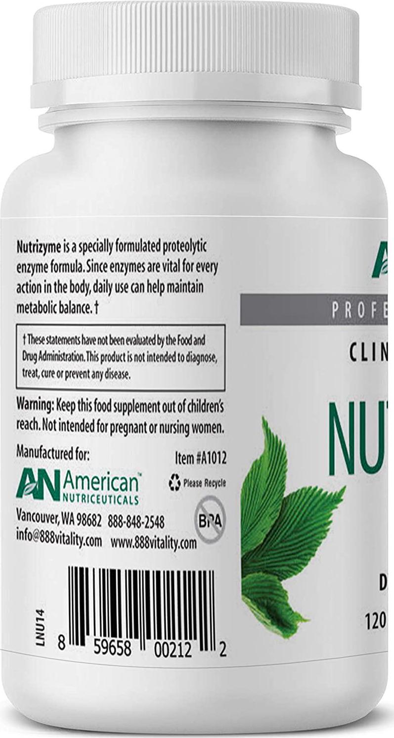 American Nutriceuticals – Nutrizyme – 120 Tablets – Professionally Formulated Proteolytic Enzyme Complex – Supports Immunity, Circulation and Metabolic Balance