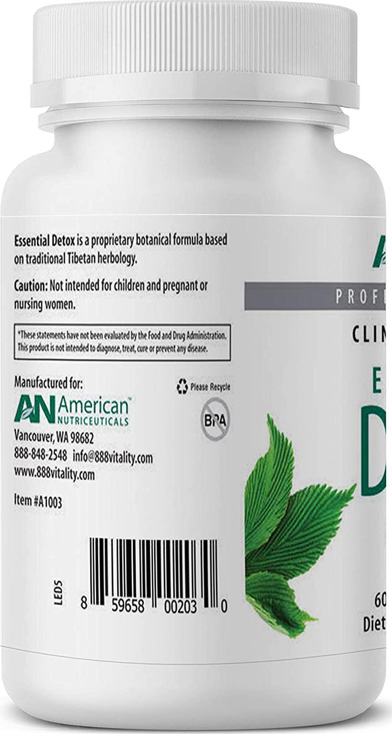 American Nutriceuticals Essential Detox 60 Vegetarian Capsules Professionally Formulated Whole Body Detox Naturally Cleanse, Purify and Renew Highly Effective Detox of Environmental Toxins