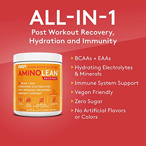 AminoLean Pre Workout Energy (Fruit Punch 30 Servings) with AminoLean Recovery Post Workout Boost (Blood Orange 30 Servings)