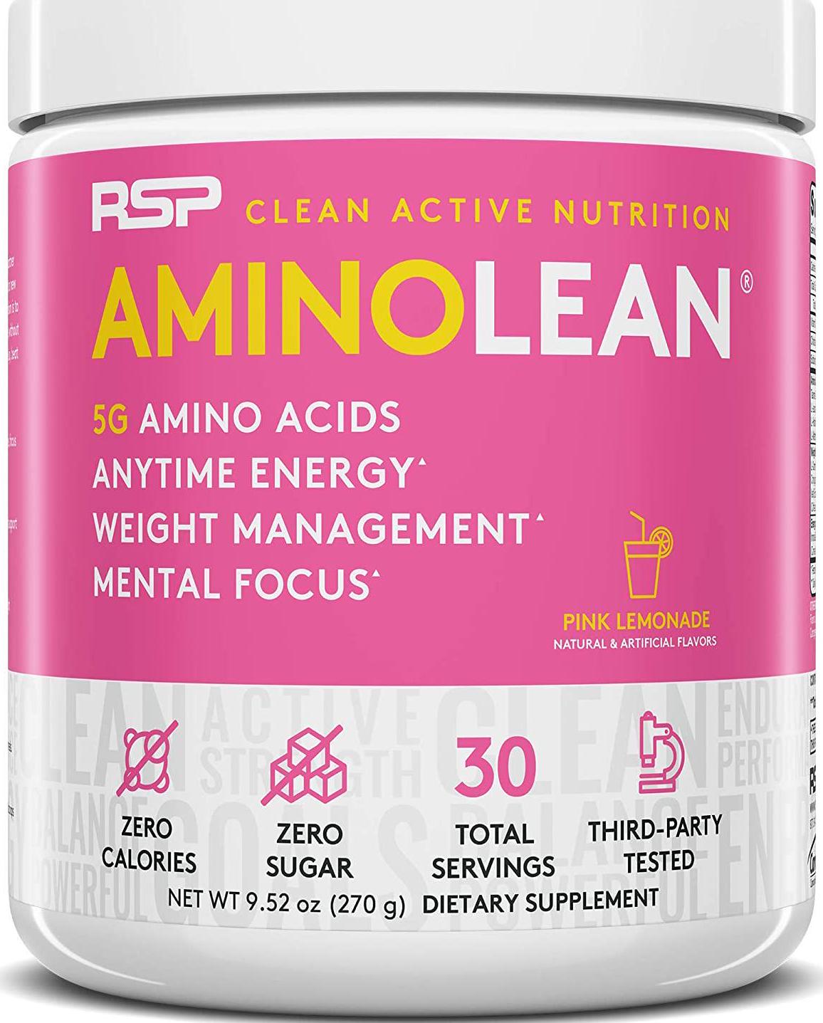 AminoLean Pre Workout Energy (Pink Lemonade 30 Servings) with AminoLean Recovery Post Workout Boost (Blood Orange 30 Servings)