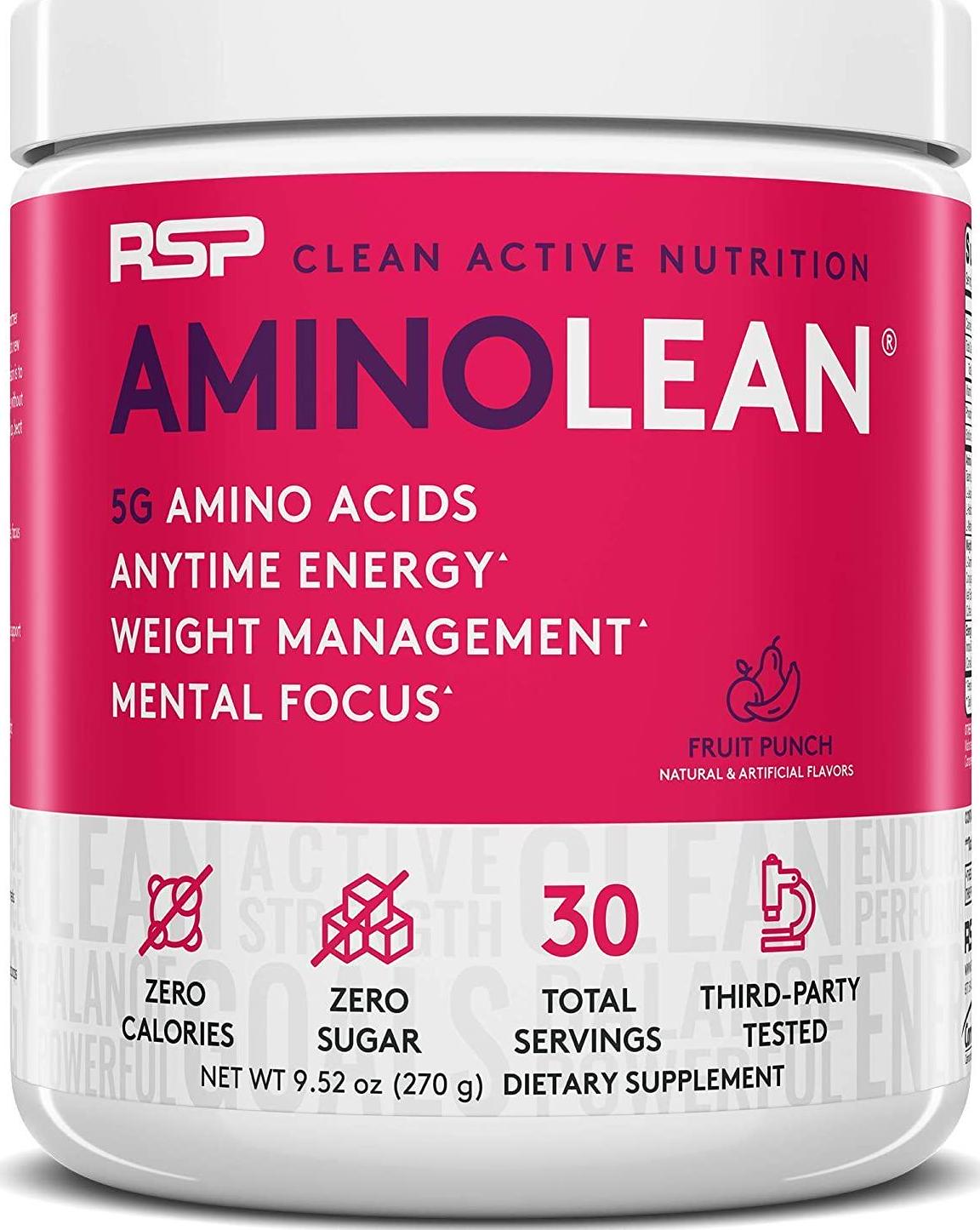 AminoLean Pre Workout Energy (Fruit Punch 30 Servings) with TrueFit Protein Powder (Chocolate 2 LB)
