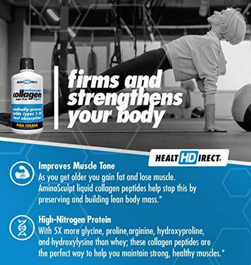 AminoSculpt Collagen Sugar-Free 10 Gram, Piña Colada, 30 Fl Oz by Health Direct