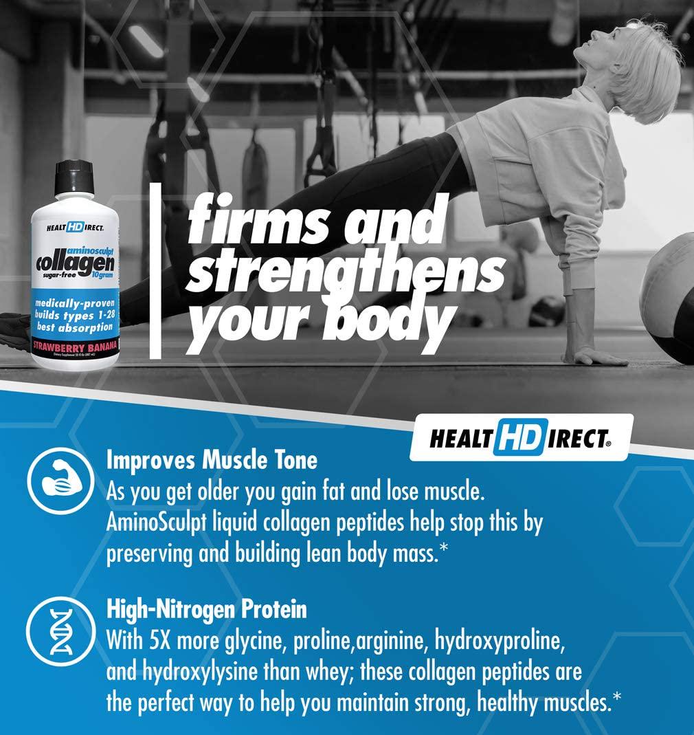 AminoSculpt Collagen Sugar-Free 10 Gram, Strawberry Banana, 30 Fl Oz by Health Direct