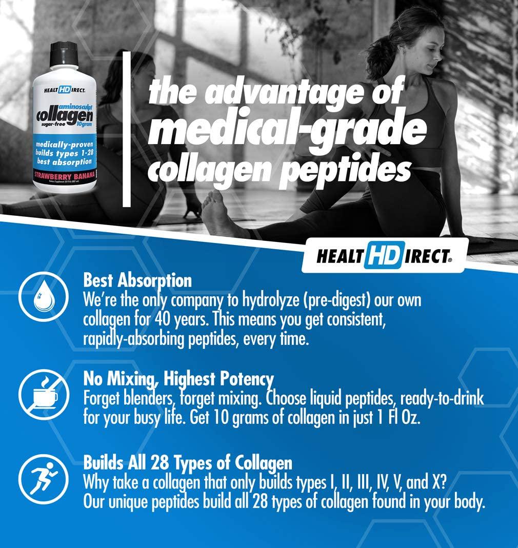 AminoSculpt Collagen Sugar-Free 10 Gram, Strawberry Banana, 30 Fl Oz by Health Direct