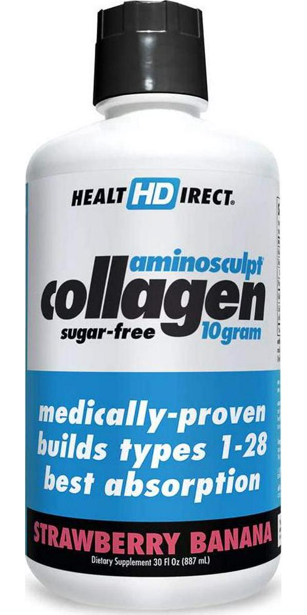 AminoSculpt Collagen Sugar-Free 10 Gram, Strawberry Banana, 30 Fl Oz by Health Direct
