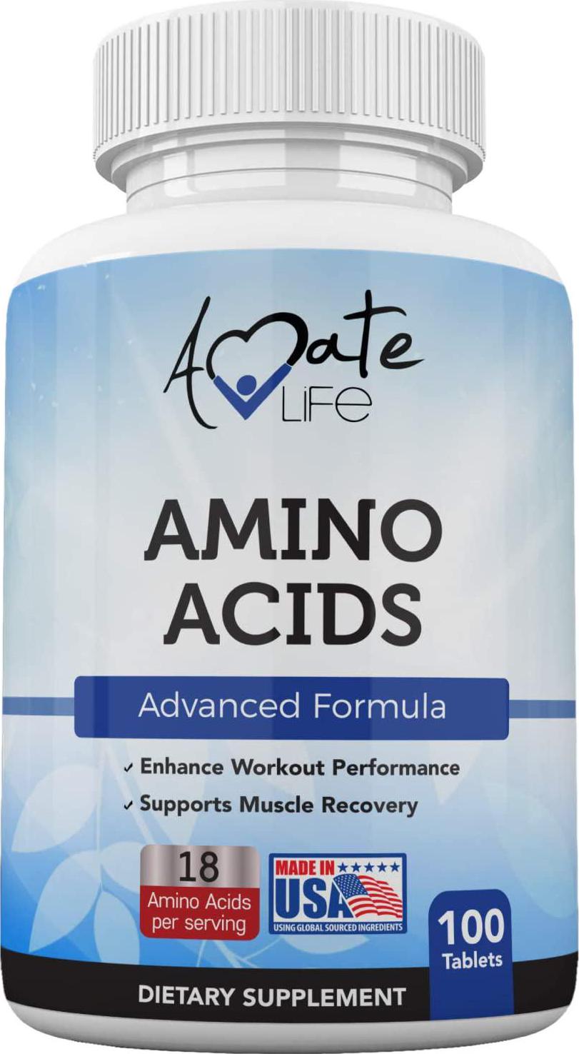 Amino Acids Supplement Post Workout Enhancer Essential Amino Energy to Support Muscle Recovery Advanced Energy Booster Non-GMO Formula 100 Tablets Made in USA by Amate Life