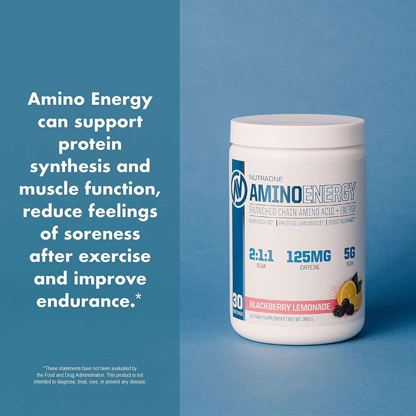 Amino Energy BCAA Powder Pre-Workout Supplement with Caffeine by NutraOne Branched Chain Amino Acids to Help Fuel and Recover* (Apple Melon 30 Servings)