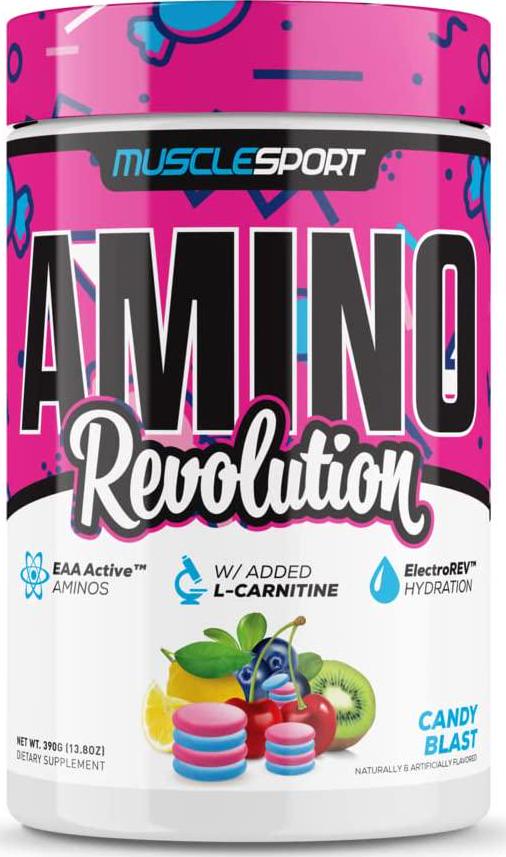Amino Revolution Amino Acid Powder Supplement for Men and Women - EAA Supplement - Electrolytes Powder with Added L-Carnitine (Candy Blast)