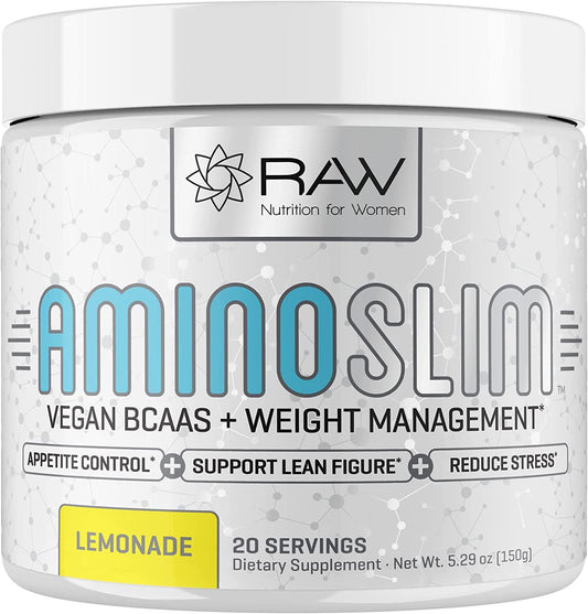 Amino Slim - Slimming BCAA Weight Loss Drink for Women, Vegan Amino Acids and L-Glutamine Powder for Post Workout Recovery and Fat Burning | Daily Appetite Suppressant, Metabolism Booster and Stress Relief