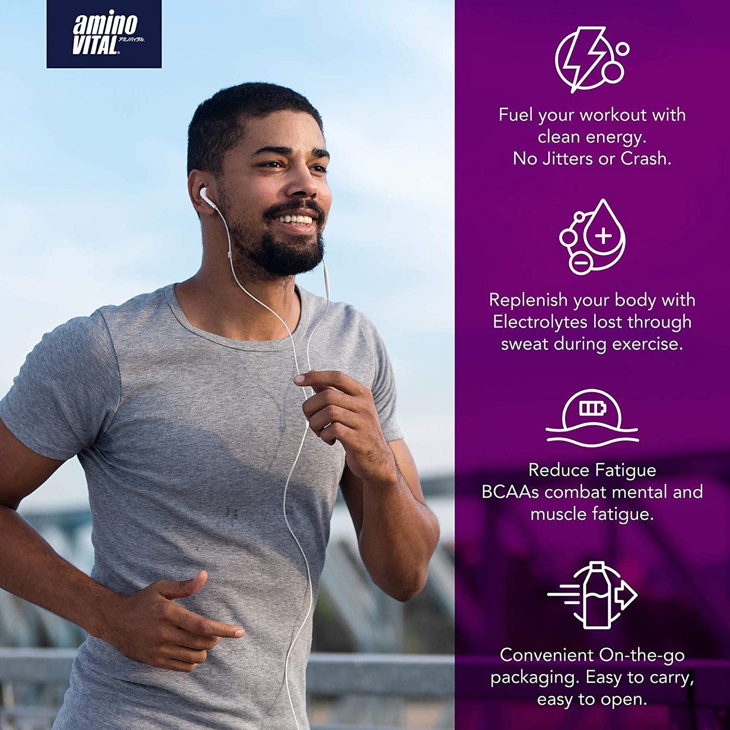 Amino VITAL Action- BCAA Amino Acids Pre Workout Packets with Electrolytes for Energy | No Caffeine, Keto, Vegan Supplement | 14 Single Serve | Grape