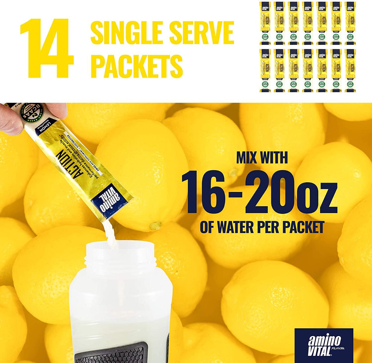 Amino VITAL Action- BCAA Amino Acid Drink Mix | Single Serve Pre Workout Packets for Energy and Hydration | No Caffeine, Keto, Vegan Supplement | 28 Stick Packs | Grape and Lemon