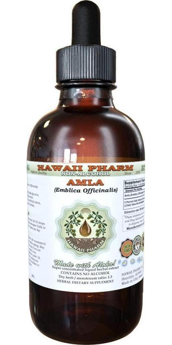 Amla Alcohol-Free Liquid Extract, Organic Amla (Emblica Officinalis) Glycerite Hawaii Pharm Natural Herbal Supplement 2 oz