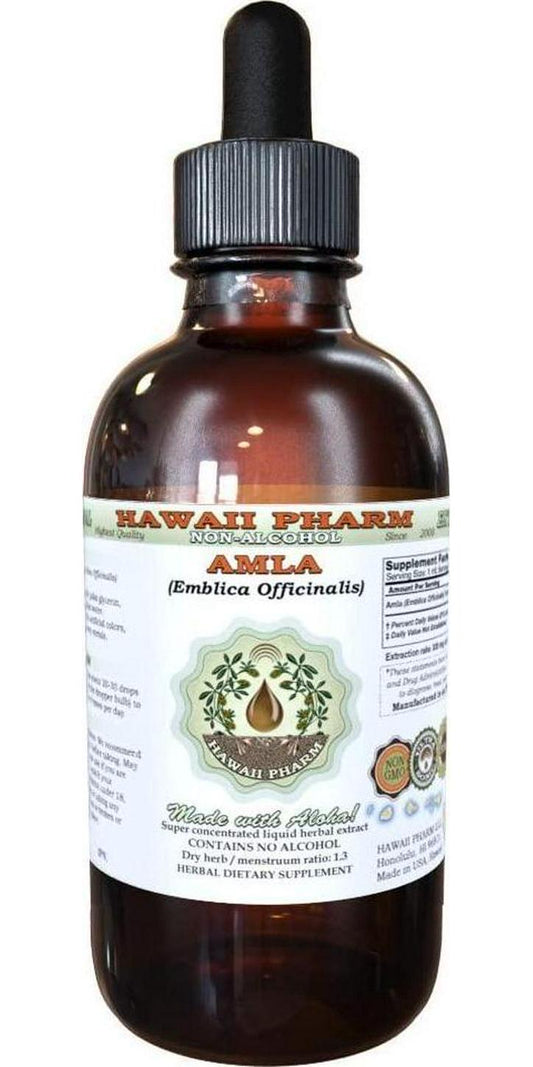 Amla Alcohol-Free Liquid Extract, Organic Amla (Emblica Officinalis) Glycerite Hawaii Pharm Natural Herbal Supplement 2 oz