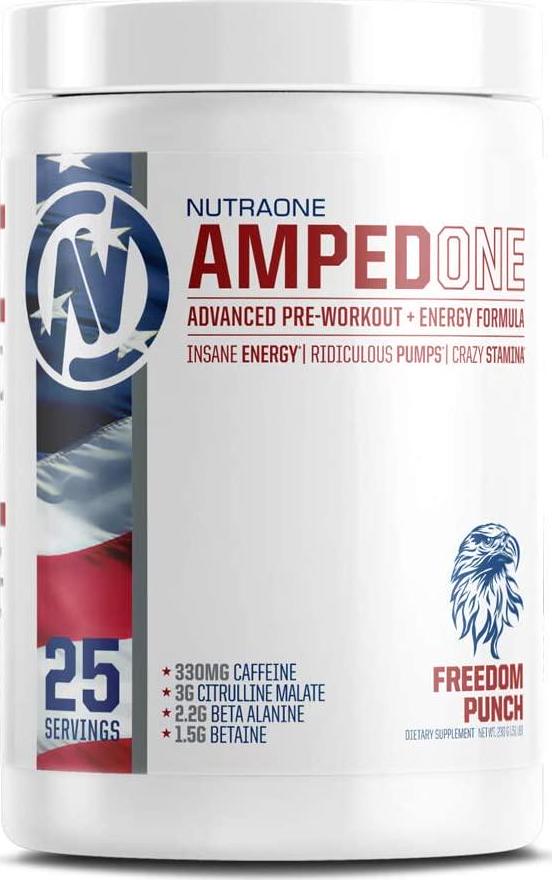 AmpedOne Pre Workout Powder for Men and Women by NutraOne Pre Workout Supplement for Increased Energy and Focus (Freedom Punch - 25 Servings)