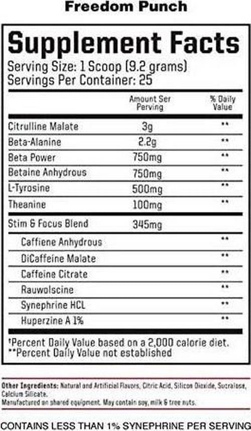 AmpedOne Pre Workout Powder for Men and Women by NutraOne Pre Workout Supplement for Increased Energy and Focus (Freedom Punch - 25 Servings)
