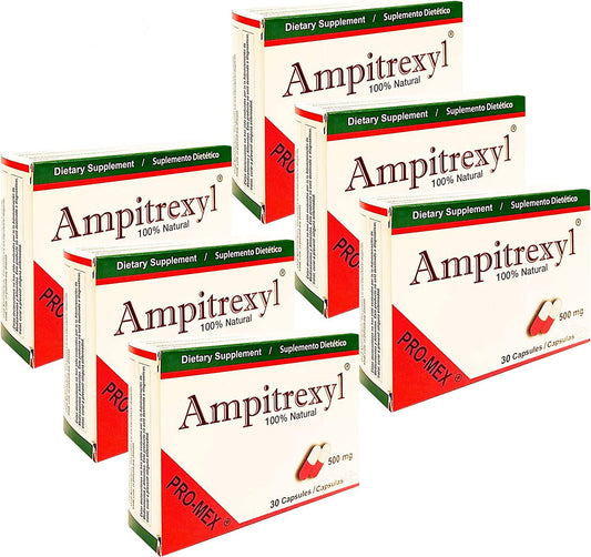 Ampitrexyl 500mg x 6 Pack - Herbal Immune Support Supplement Promex Ampitrexyl; 30 Capsules Each (180 Capsules Total)