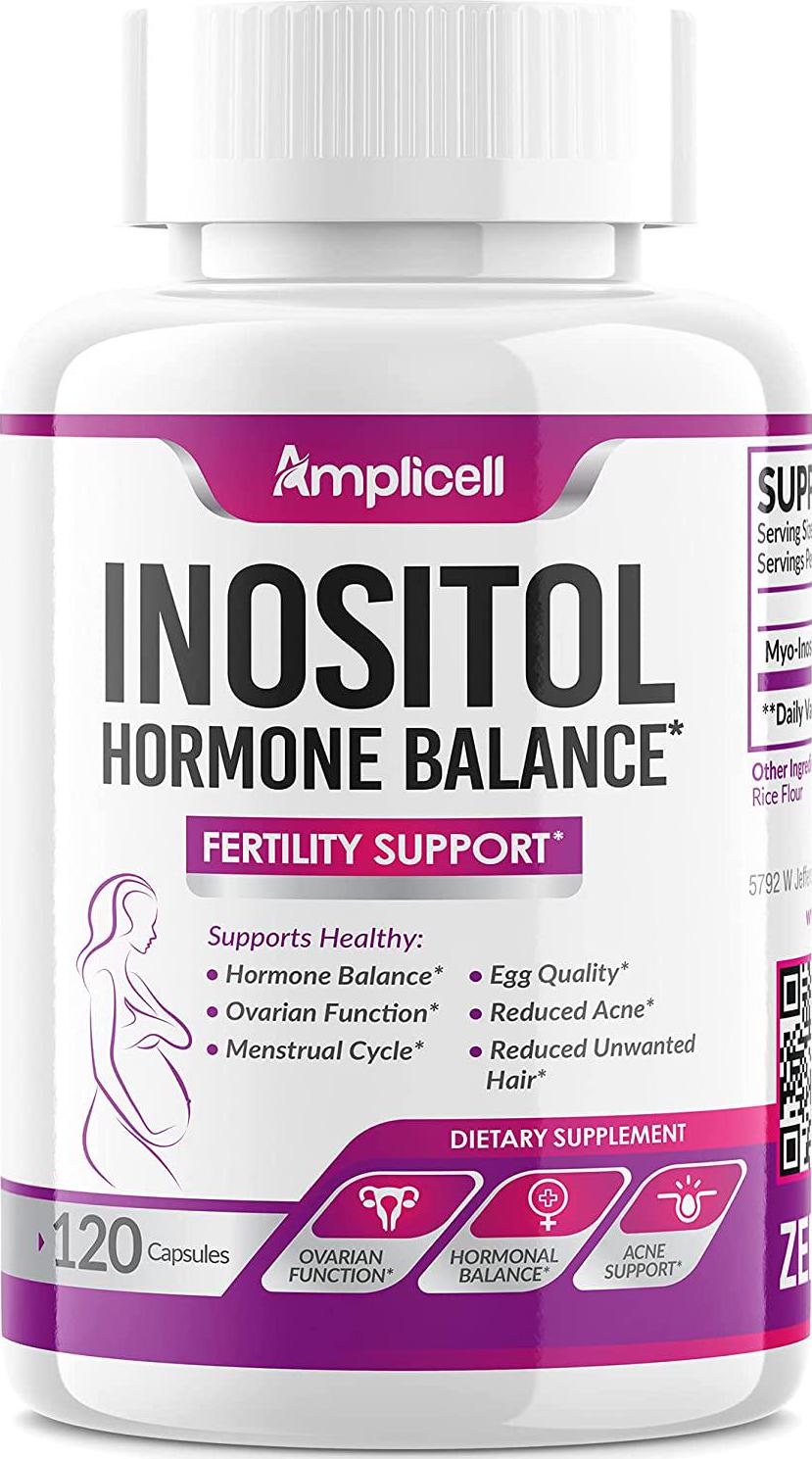 Amplicell Hormone Balance for Women, Fertility Support Inositol Capsules, Potent Formula of 2000mg Myo-Inositol, 120 Capsules
