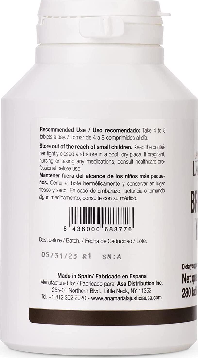 Ana Maria Lajusticia- BREWER'S Yeast - Source of Vitamins, Heart Health and Healthy Digestion - 70 Days Treatment Pack . Sugar Free and Vegan Friendly.