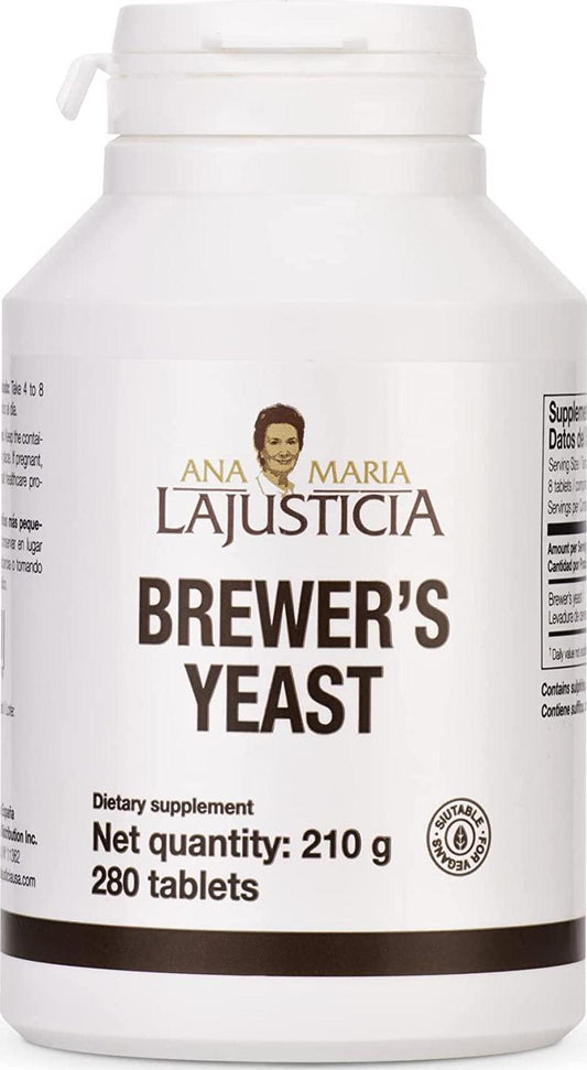 Ana Maria Lajusticia- BREWER'S Yeast - Source of Vitamins, Heart Health and Healthy Digestion - 70 Days Treatment Pack . Sugar Free and Vegan Friendly.