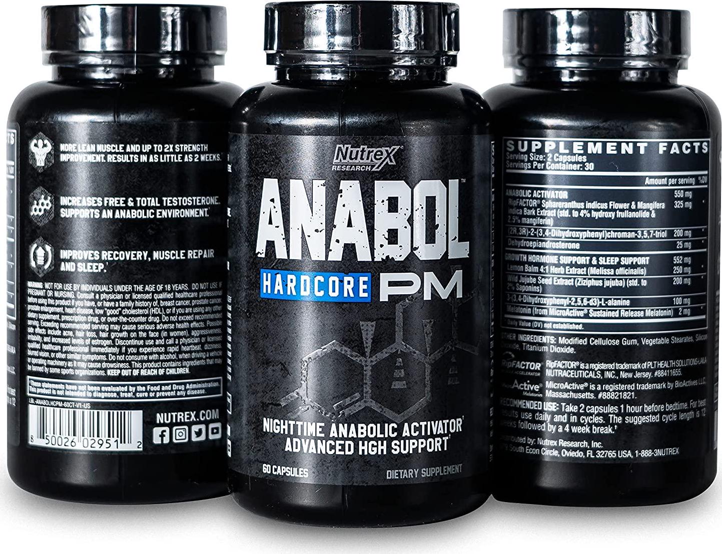 Anabol PM Nighttime Muscle Builder and Sleep Aid | Anabolic Muscle Building Supplement | Research-Backed Ingredients RIPFACTOR, Epicatechin and More | Post Workout Muscle Recovery and Strength 60 Pills