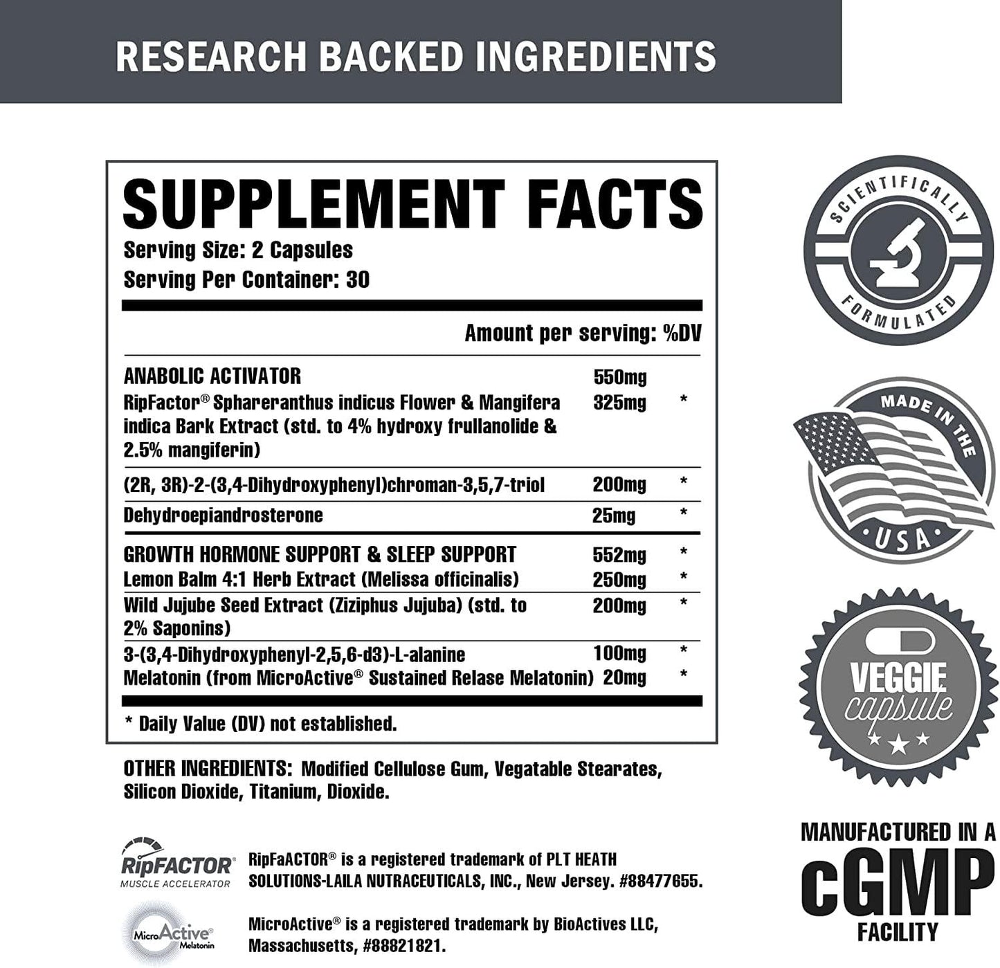 Anabol PM Nighttime Muscle Builder and Sleep Aid | Anabolic Muscle Building Supplement | Research-Backed Ingredients RIPFACTOR, Epicatechin and More | Post Workout Muscle Recovery and Strength 60 Pills