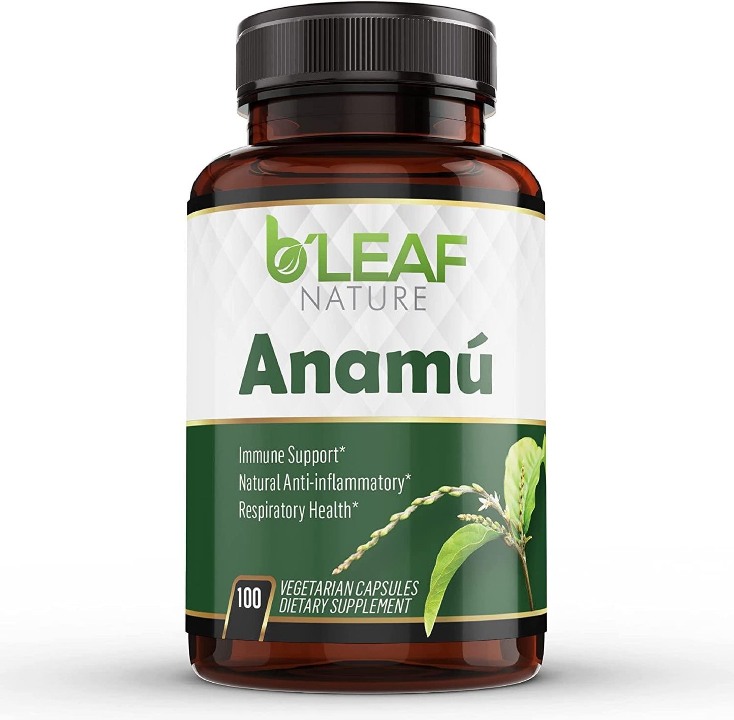 Anamu Capsules – Guinea Hen Weed - Immune Support – Joint Support – Respiratory Support - 1000mg per Serving (Petiveria Alliacea) - 100 Vegetarian Capsules by B’Leaf Nature