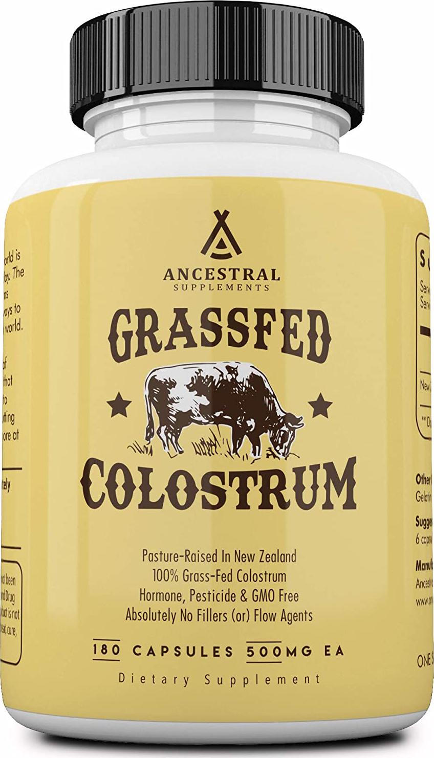 Ancestral Supplements Grass Fed Colostrum - Supports Immune, Gut, Growth and Repair (180 Capsules)