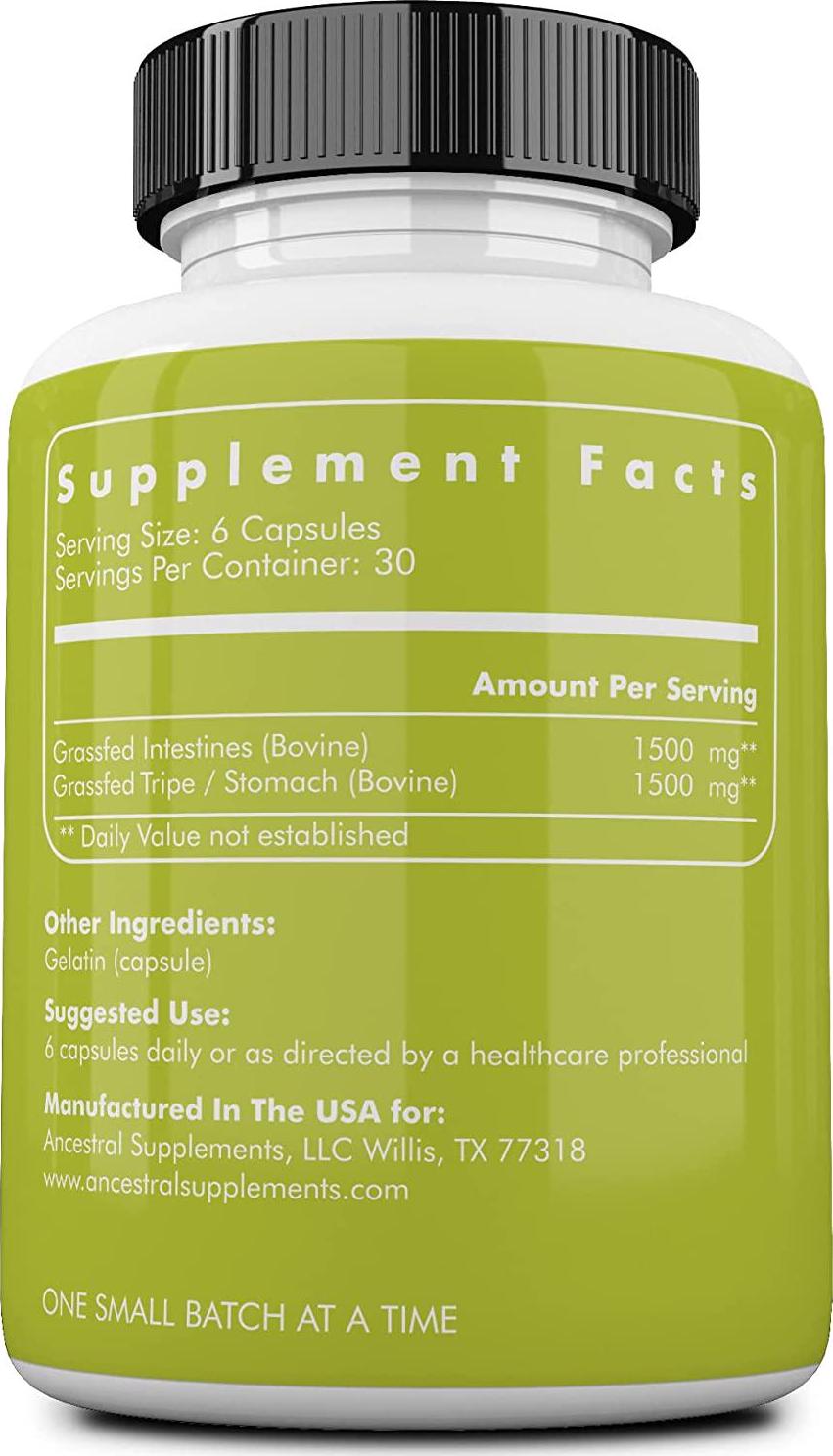 Ancestral Supplements Intestines with Stomach (Tripe) Supports Gut and Digestive Health (180 Capsules)