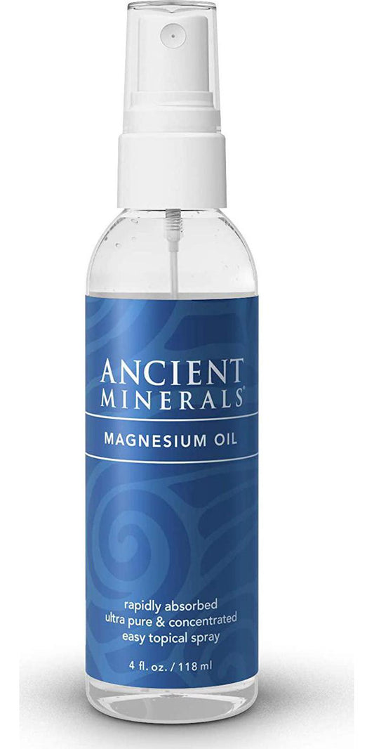 Ancient Minerals Magnesium Oil Spray Bottle of Pure Genuine Zechstein Magnesium Chloride - Topical Magnesium Supplement for Skin Application and Dermal Absorption (4oz)