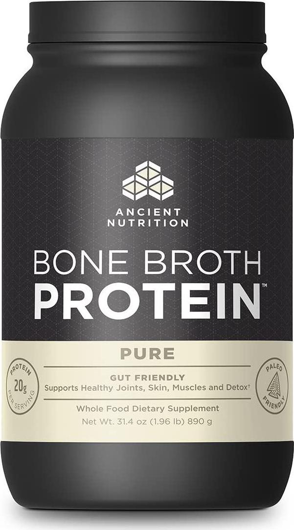 Ancient Nutrition Bone Broth Protein Powder, Pure Flavor, 40 Servings Size, 31.4 Ounce