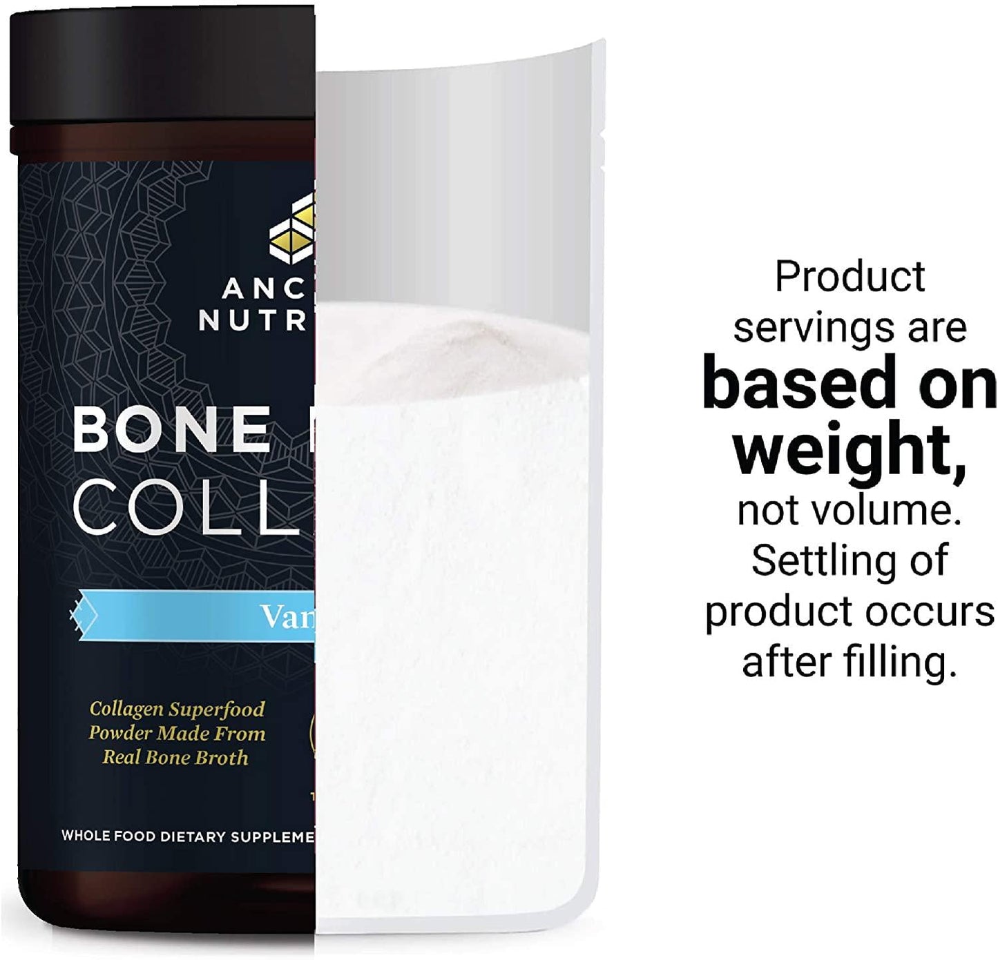 Ancient Nutrition Bone Broth Collagen Powder, 30 Servings of All-Natural Protein Powder Loaded with Bone Broth Co-Factors, 10g of Type I, II and III Collagen Per Serving (Vanilla)