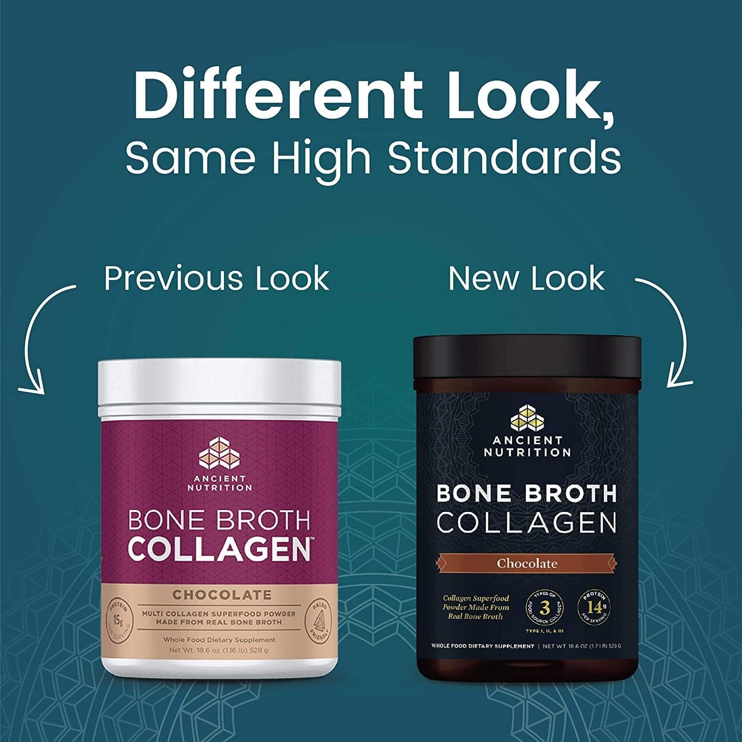 Ancient Nutrition Bone Broth Collagen Powder, 30 Servings of All-Natural Protein Powder Loaded with Bone Broth Co-Factors, 10g of Type I, II and III Collagen Per Serving (Chocolate), 18.6 Ounce