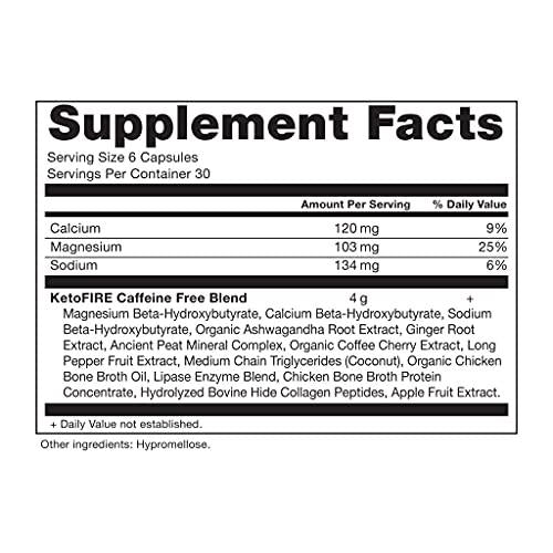 Ancient Nutrition KetoFIRE Caffeine Free Capsules, 180 Count Keto Diet Supplement with BHB Salts as Exogenous Ketones and Electrolytes
