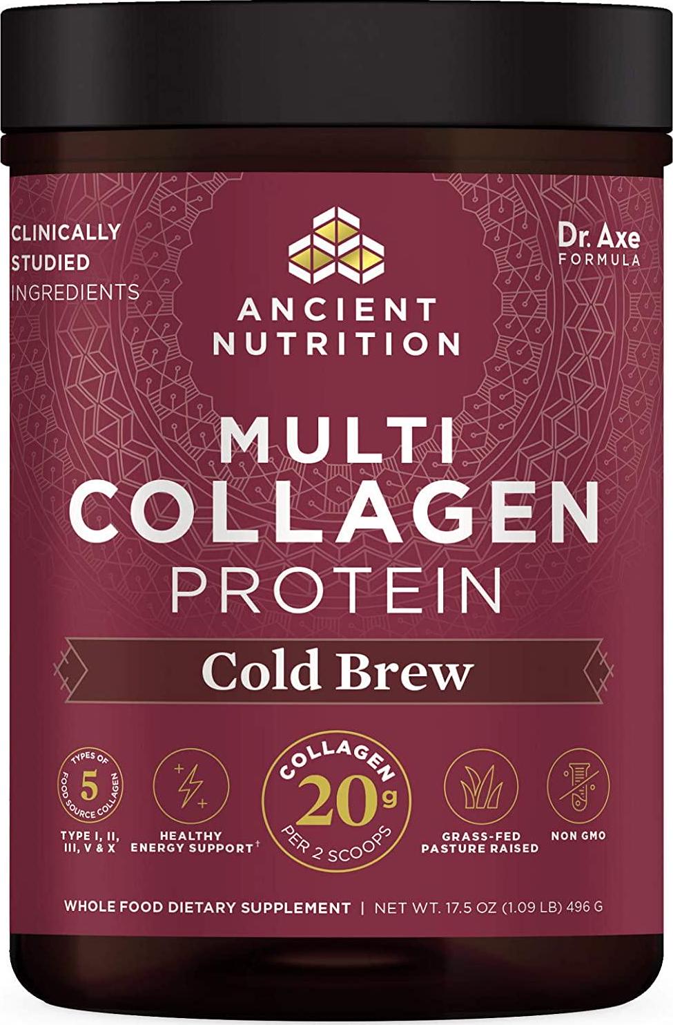 Ancient Nutrition Multi Collagen Protein Powder, Cold Brew, Formulated by Dr. Josh Axe, Hydrolyzed Collagen Supplement, Supports Joints, Hair, Skin and Nails, Made Without Dairy or Gluten, 17.6oz