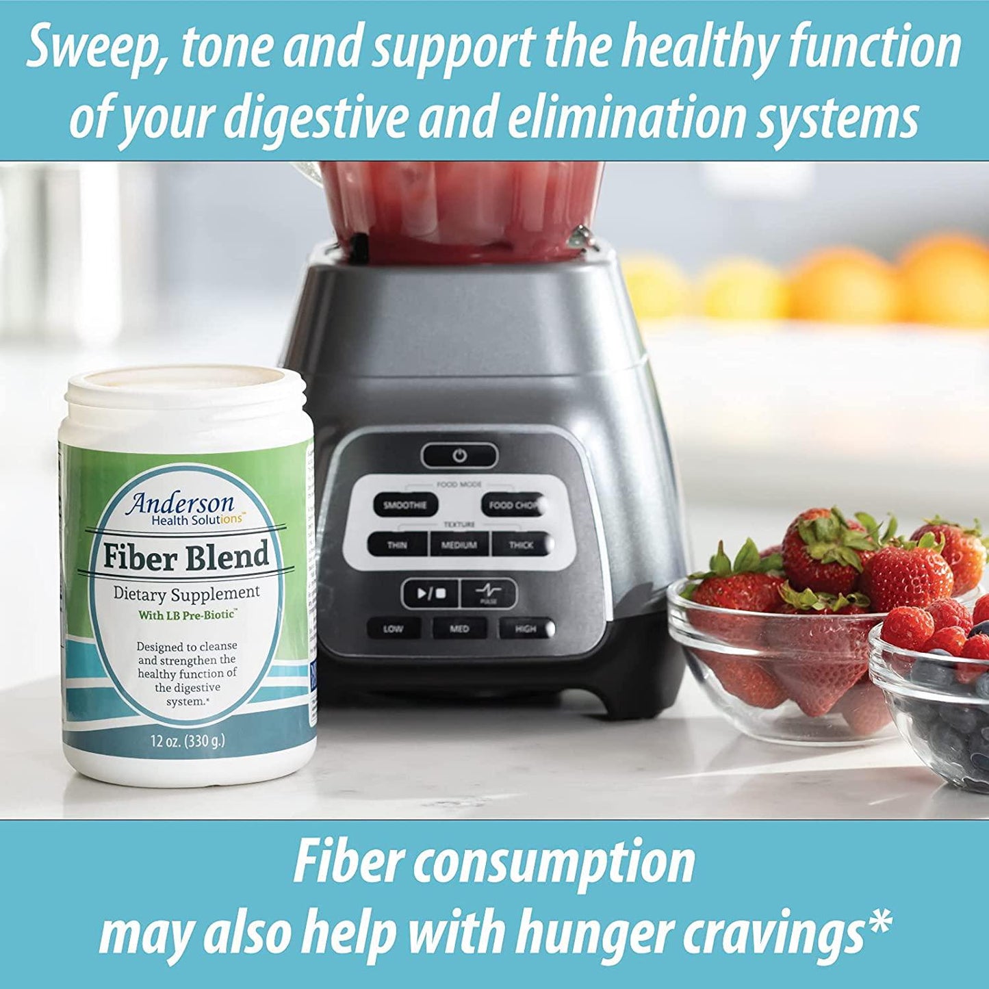 Anderson Fiber Blend with LB Prebiotic, Premium All Natural Fiber Supplement, Psyllium and Apple Pectin, Fiber Powder, Colon Cleanse, Supports Healthy Gut, Cholesterol and Blood Sugar 12 Ounces