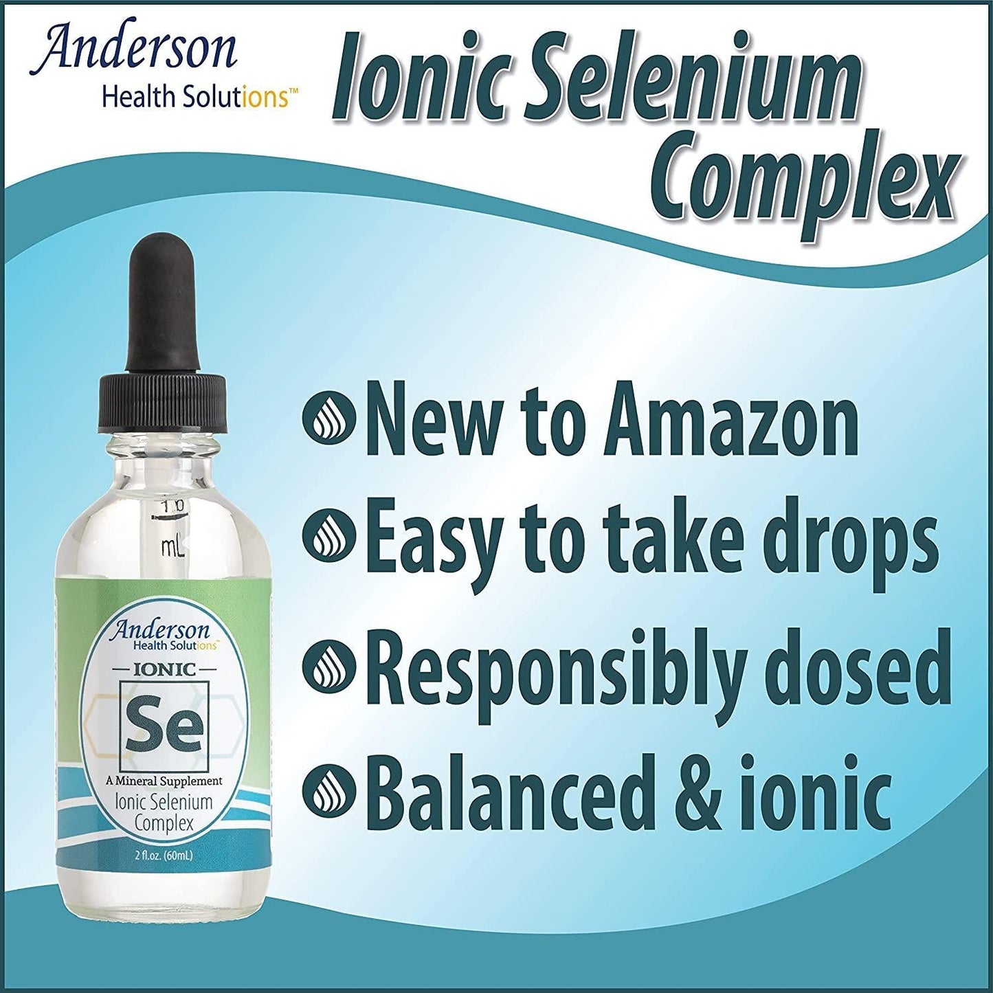Anderson’s Ionic Selenium Complex, Liquid Selenium Supplement Drops, Supports Thyroid and Immune System, Antioxidant, Ionic Mineral Drops, Fights Free Radicals, 40 Servings, 2 fl oz