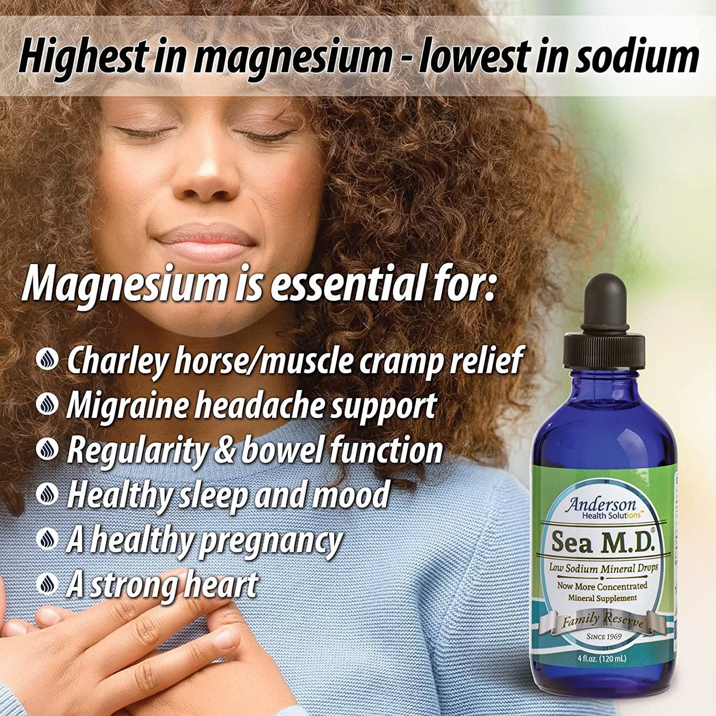 Anderson's Sea M.D. Concentrated Mineral Drops, Ionic Magnesium Supplement, Full Spectrum Trace Minerals, 4 Ounce