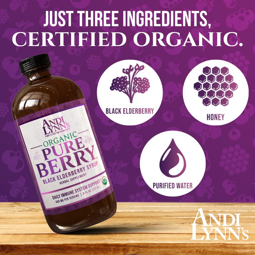Andi Lynn's 500mg Pure Elderberry Syrup, 8 FZ