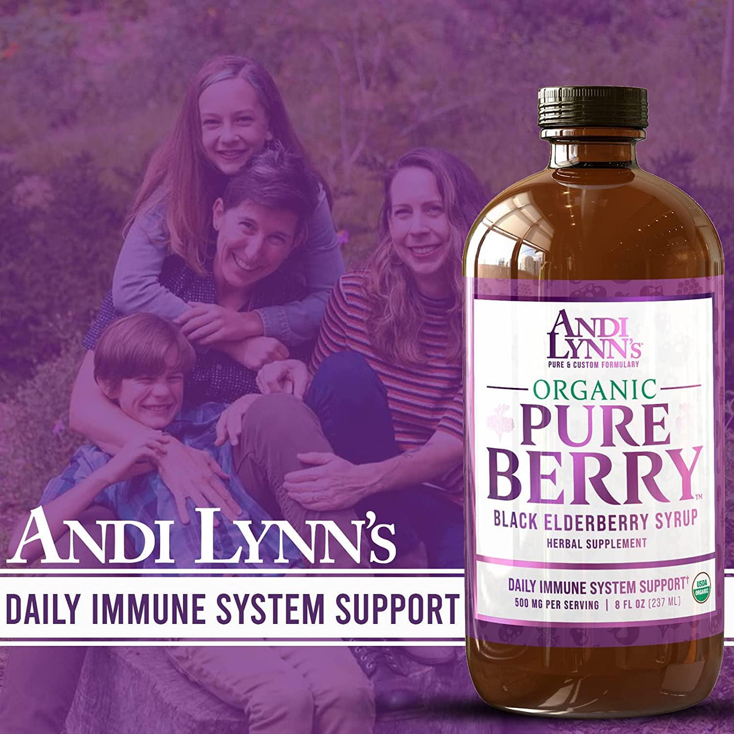Andi Lynn's 500mg Pure Elderberry Syrup, 8 FZ