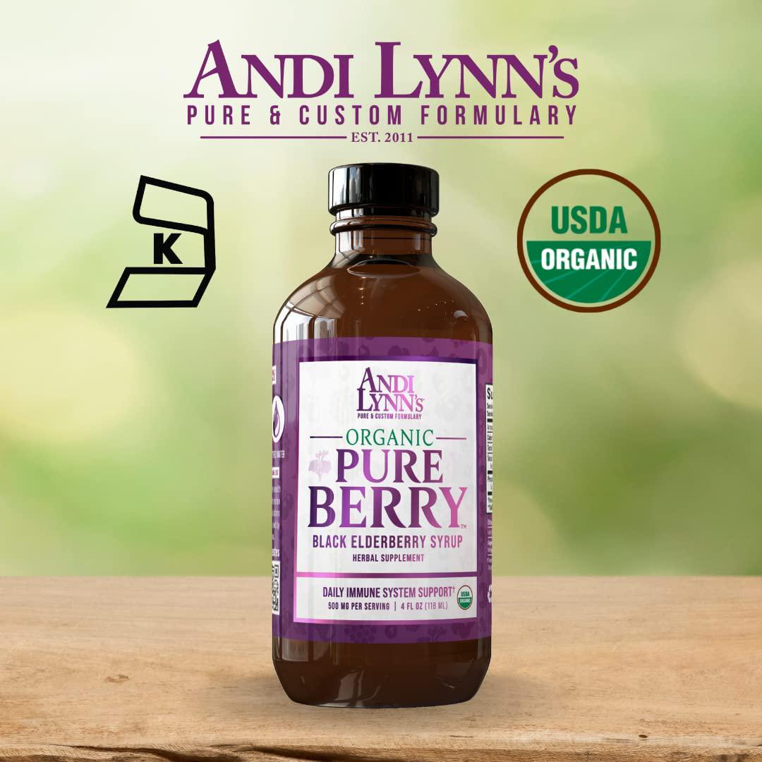 Andi Lynn’s Pure Black Elderberry Syrup with Honey - Original Sambucus for Immune Support – Fast Acting 500 mg per Serving, High Potency Therapeutic Immune Active Syrup, 4 Ounces