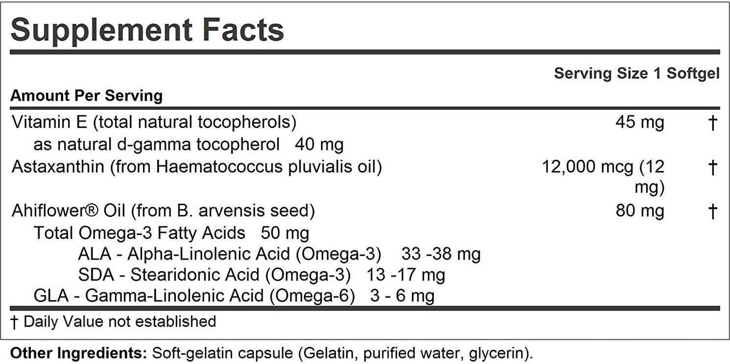 Andrew Lessman Astaxanthin 30 Softgels - 12000 mcg Natural Astaxanthin, Powerful Anti-Oxidant Carotenoid. Protection for Eyes, Heart, Skin and More. No Additives. Easy to Swallow Softgels