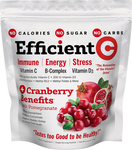 Andrew Lessman Efficient C + Cranberry Benefits 180 Packets – Immune, Energy, Stress and Urinary Tract Support. Reinvention of The Vitamin C Drink. No Calories. No Sugar. No Carbs. Easy to Mix.