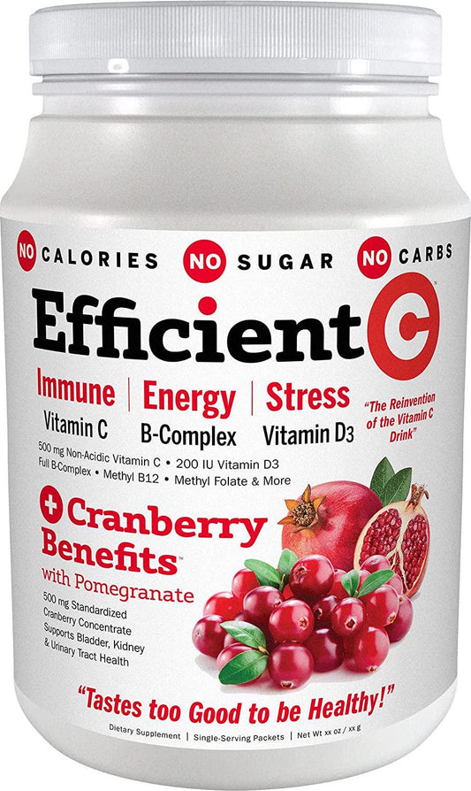 Andrew Lessman Efficient C + Cranberry Benefits 30 Packets Immune, Energy, Stress and Urinary Tract Support. Reinvention of The Vitamin C Drink. No Calories. No Sugar. No Carbs. Easy to Mix.