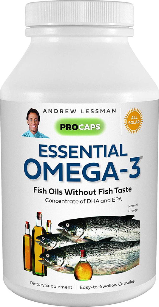 Andrew Lessman Essential Omega-3 Orange 30 Softgels - High Potency Omega-3 Oils. High DHA, No Fishy Aftertaste, No Stomach Upset, No Contaminants, No Mercury. Small Easy to Swallow Softgels