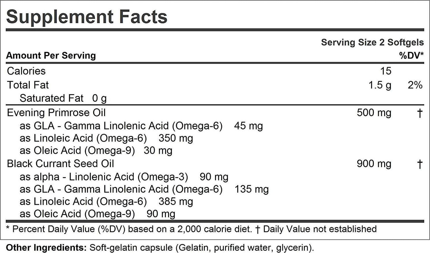 Andrew Lessman Evening Primrose with Black Currant Seed Oil 360 Softgels Soothes Physical Discomfort and Mood Swings Due to Menstrual Cycle, with Gamma-Linolenic, Omega-6 Fatty Acids, No Additives