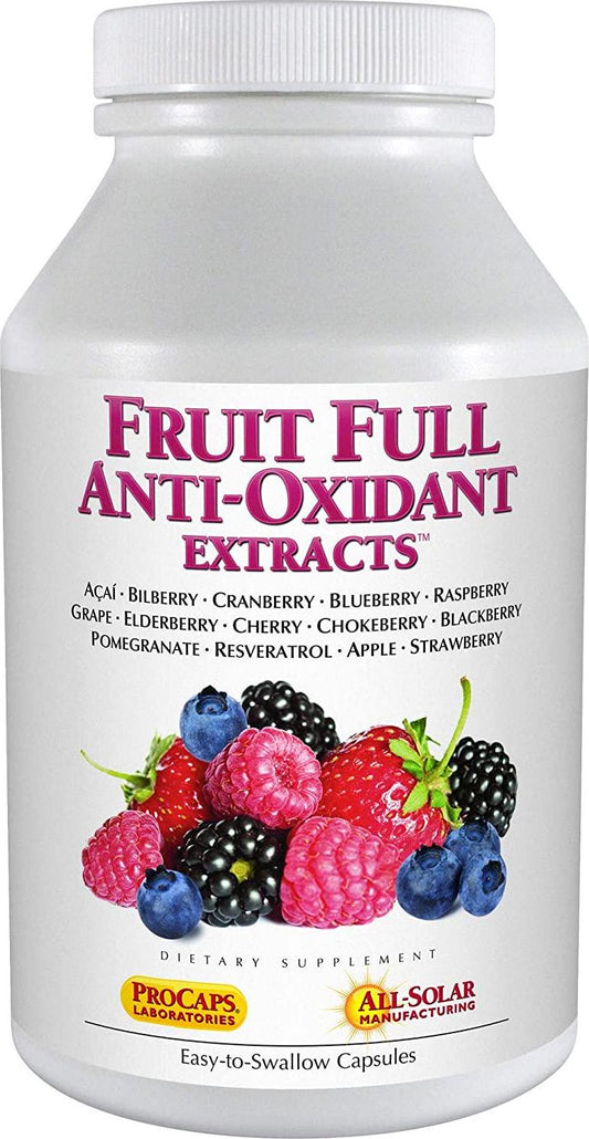 Andrew Lessman Fruit Full Anti-Oxidant Extracts 180 Capsules - 14 Natural Fruit and Berry Extracts. Bilberry, Cranberry, Grape Seed, Pomegranate, Resveratrol, and More. Easy to Swallow Capsules